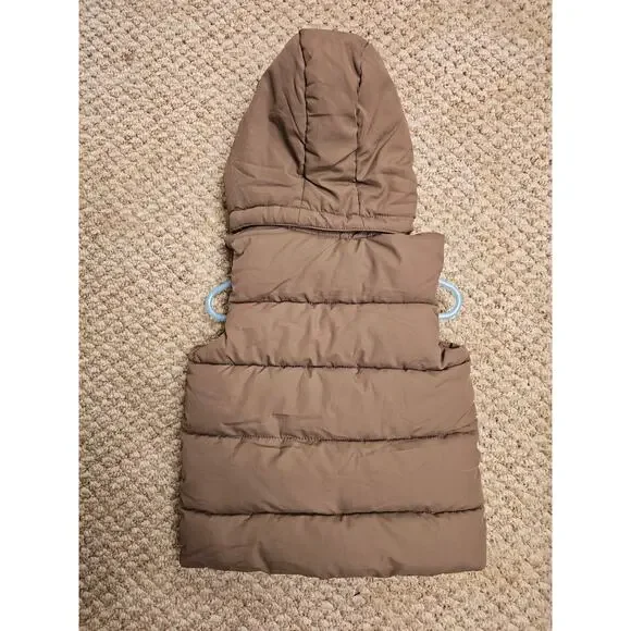 H&M Hooded Puffer Vest 18M Taupe Quilted Zip-Up Neutral Toddler - Picture 5 of 5